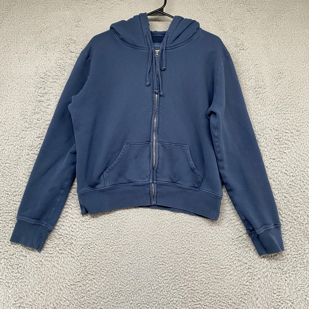Nili Lotan Hoodie Womens Medium Blue Full Zip Terry Made In USA Sweatshirt